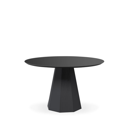 Mesa de Jantar Redonda com Vidro para 4 Lugares Thierry 90 cm - Preto Fosco