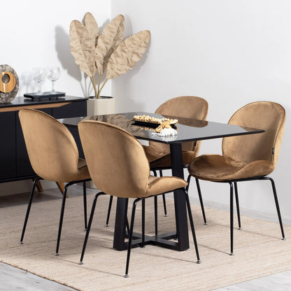 Kit de 2 Cadeiras Hannah - Veludo Mostarda c/ Preto