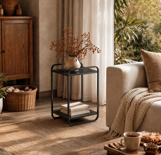 Mesa Lateral Retangular Dunna 33 cm - Preto