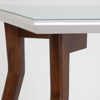 Mesa de Jantar Kea 120 cm - Cinamomo c/ Vidro Off White