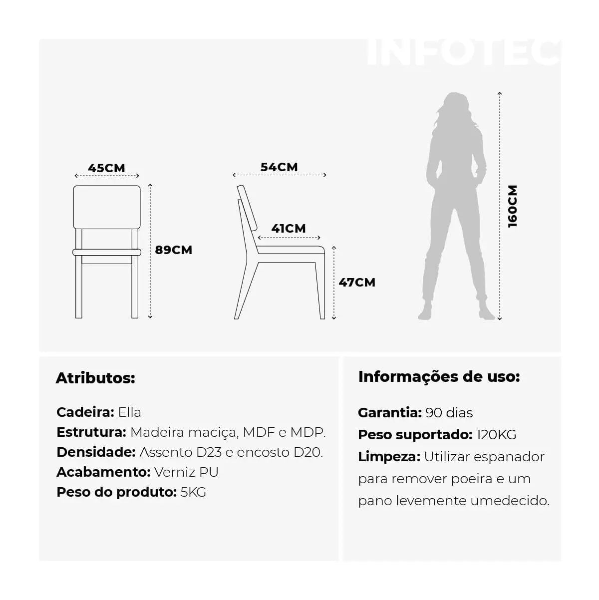 Homedock Conjunto de Jantar Mesa Avena 4 Cadeiras Ella - Canela c/ Mescla Cinza Móveis Província