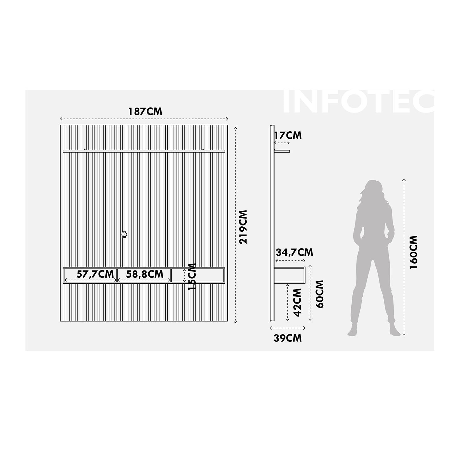 Homedock Home para TV Aspen 187 cm - Freijó c/ Off White Fosco Móveis Província