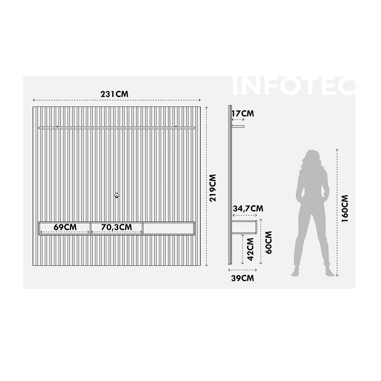 Homedock Home para TV Aspen 231 cm - Freijó c/ Off White Fosco Móveis Província