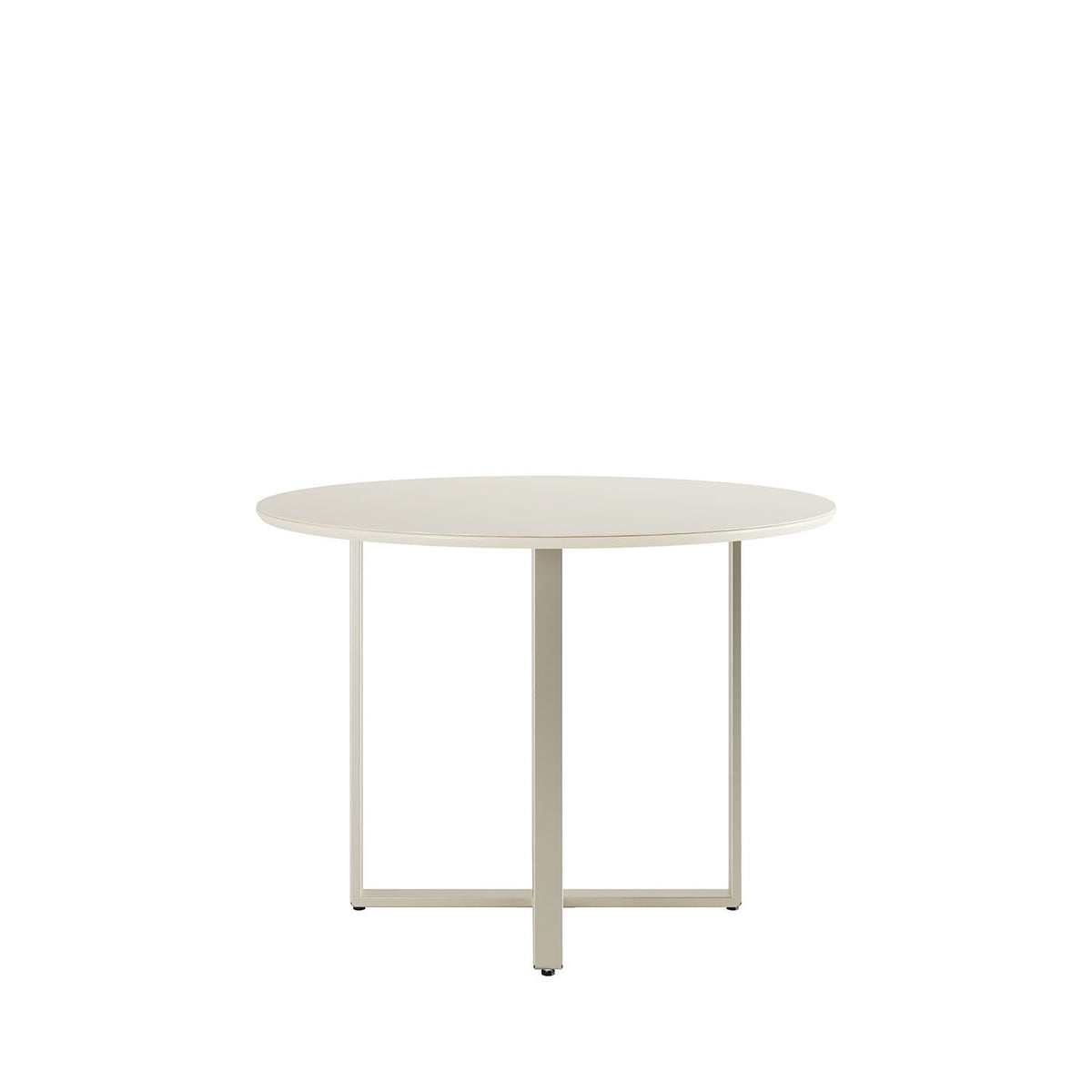 Homedock Mesa de Jantar Redonda com Vidro para 4 Lugares Arcádia 108 cm - Champanhe c/ Off White Fosco Móveis Província