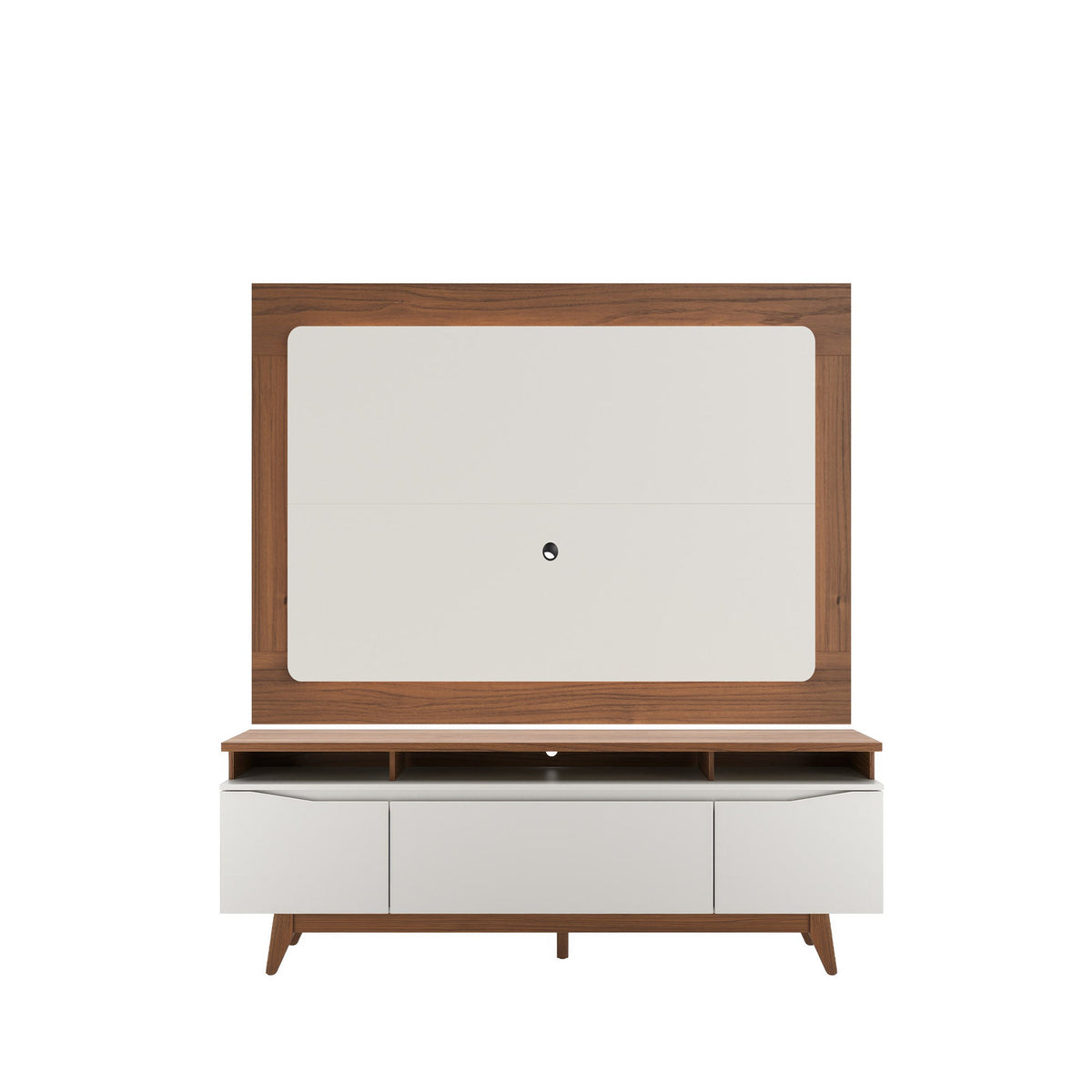 Homedock Rack Flynt com Painel Oslo para TV até 75” 3 Portas 184 cm - Canella c/ Off White Fosco Móveis Província