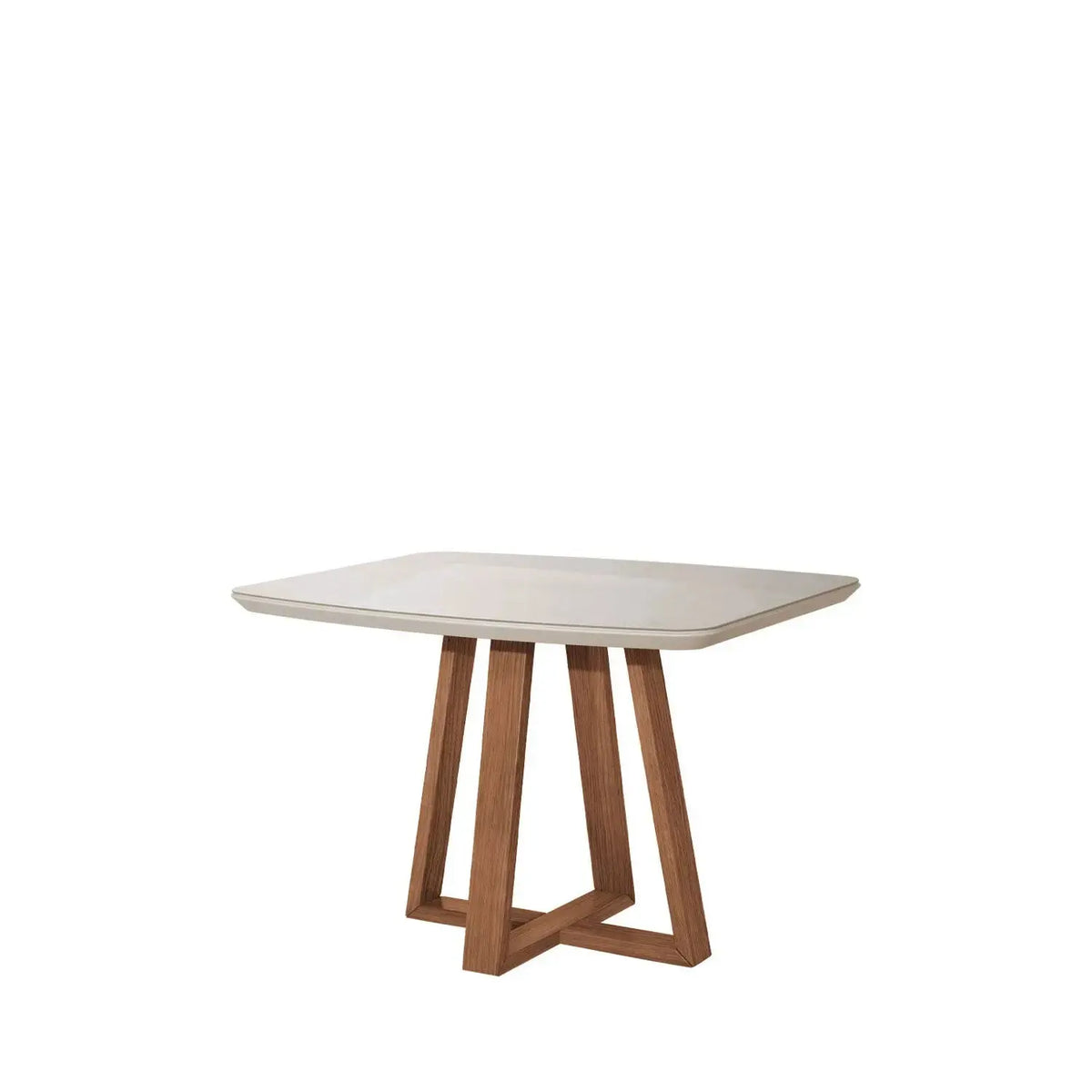 Homedock Conjunto de Jantar Mesa com Vidro Bennett 4 Cadeiras Ella - Natural c/ Off White Móveis Província