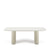 Mesa de Jantar Retangular c/ Vidro para 8 Lugares Lintz 219 cm - Off White Fosco c/ PU Bege - Champanhe