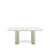 Mesa de Jantar Retangular c/ Vidro para 6 Lugares Lintz 184 cm - Off White Fosco c/ PU Bege - Champanhe