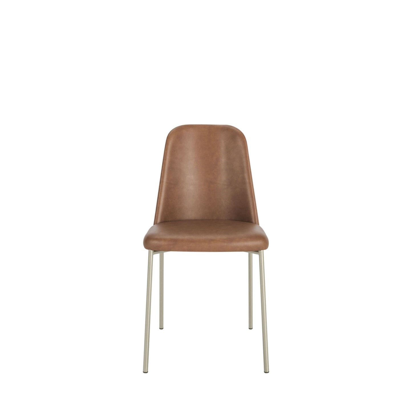 Conjunto de 2 Cadeiras de Aço Estofada Lucille - Champanhe c/ PU Caramelo