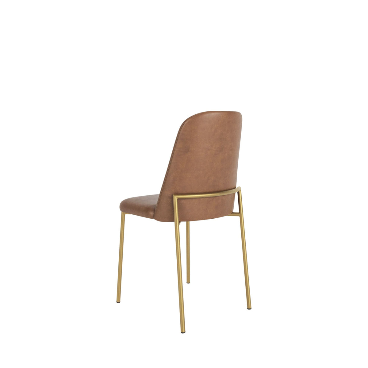 Conjunto de 2 Cadeiras de Aço Estofada Lucille - Dourado c/ PU Caramelo
