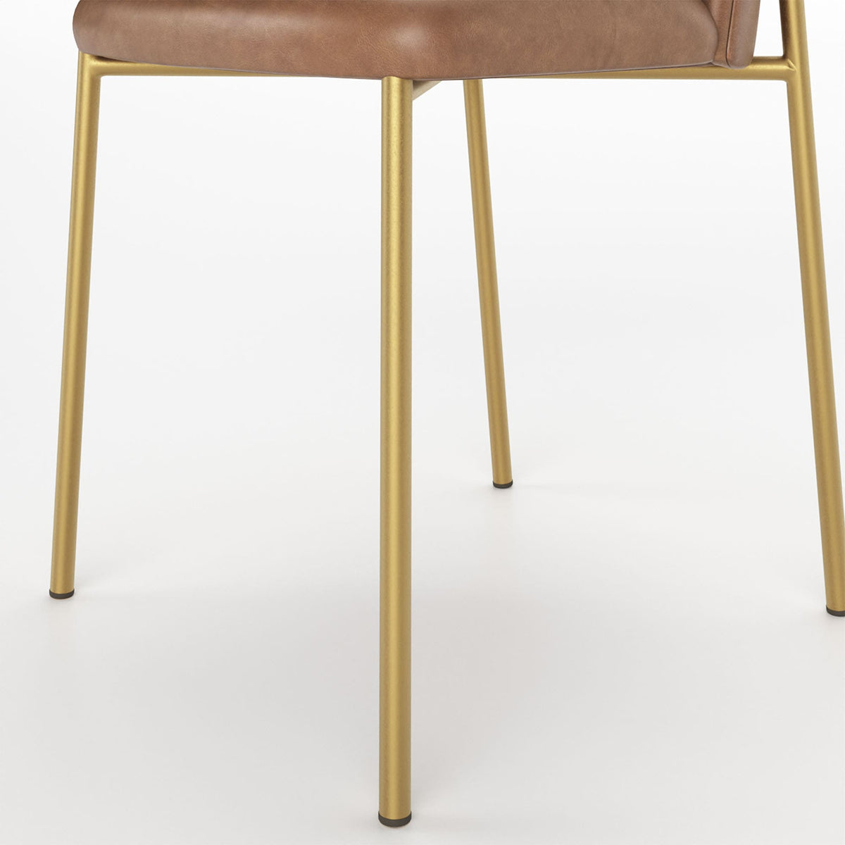Conjunto de 2 Cadeiras de Aço Estofada Lucille - Dourado c/ PU Caramelo