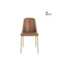 Homedock Conjunto de 2 Cadeiras Lucille - Dourado c/ PU Caramelo Móveis Província