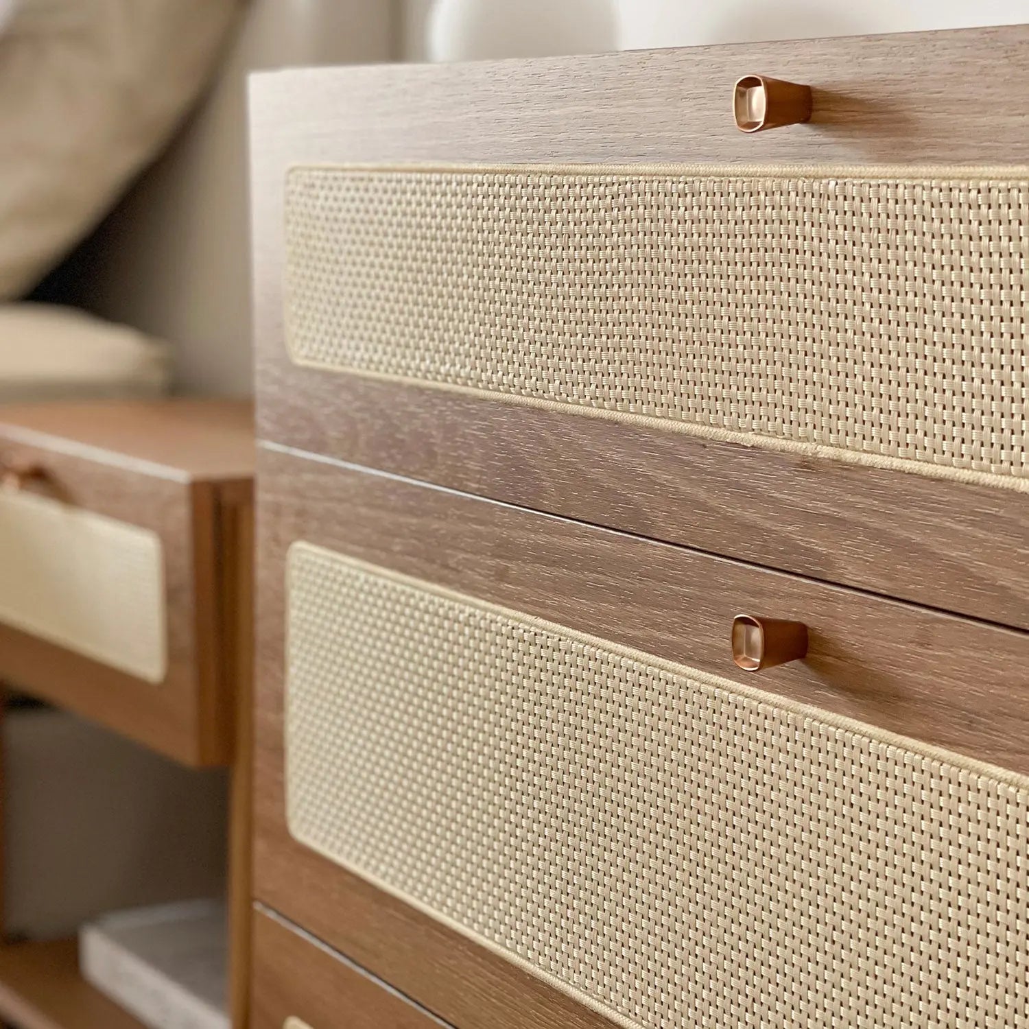 Homedock Cômoda Ander c/ 3 Gavetas 93 cm - Mel c/ Palhinha Artesano