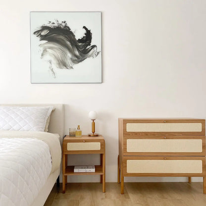 Homedock Cômoda Ander c/ 3 Gavetas 93 cm - Mel c/ Palhinha Artesano