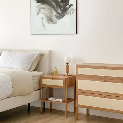 Homedock Cômoda Ander c/ 3 Gavetas 93 cm - Mel c/ Palhinha Artesano