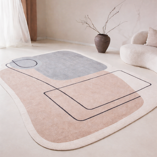 Tapete Orgânico Egípcio para Sala e Quarto Elyon 240 x 300 cm - Rosa c/ Cinza