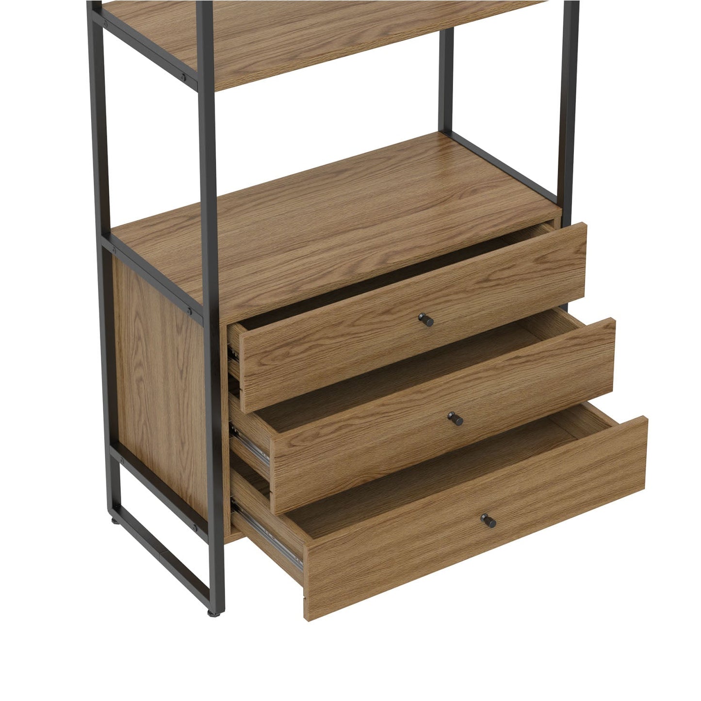 Homedock Estante com 3 Gavetas Voss 75 cm - Freijó c/ Preto Fosco Móveis Província