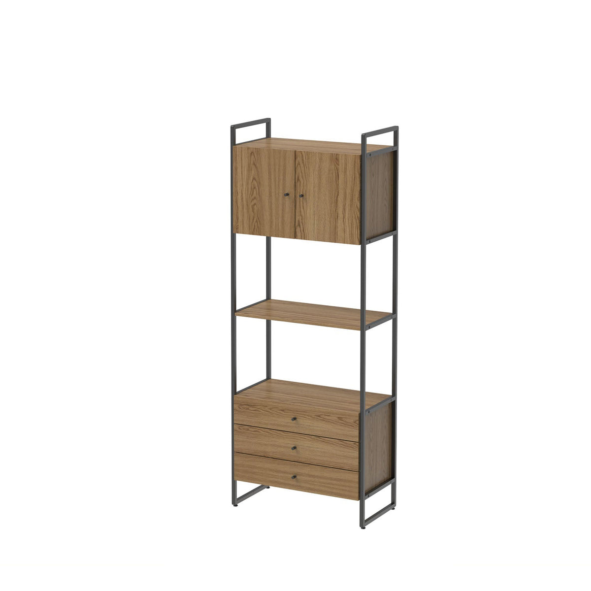Homedock Estante com 3 Gavetas Voss 75 cm - Freijó c/ Preto Fosco Móveis Província