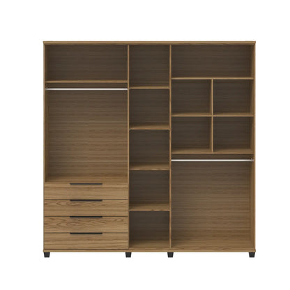 Homedock Guarda-Roupa Casal 5 Portas 4 Gavetas 100% MDF Allen 226 cm - Freijó c/ Preto Fosco Móveis Província