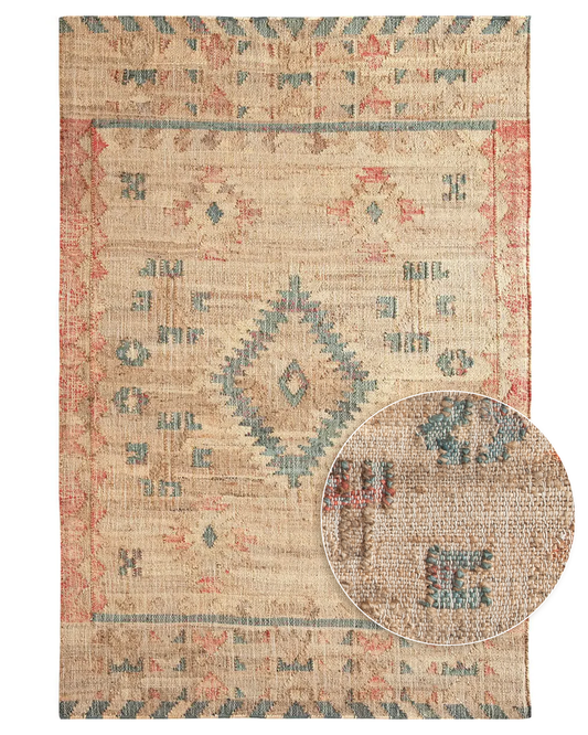 Tapete Artesanal Indiano para Sala e Quarto Radha 200 x 300 cm - Kilim Juta Natural