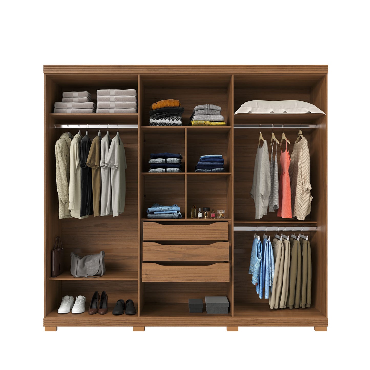 Guarda-Roupa Casal 6 Portas 3 Gavetas 100% MDF Memphis 246 cm - Canella c/ Off White Fosco