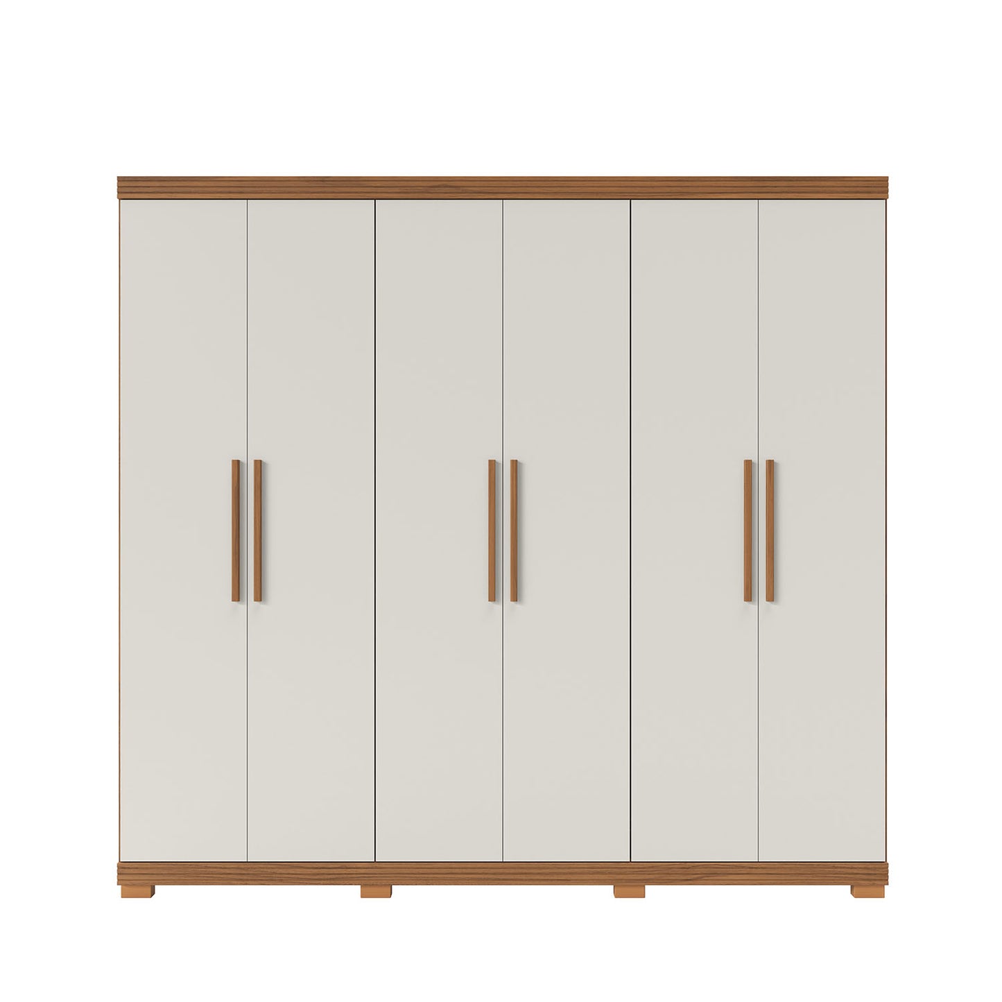 Guarda-Roupa Casal 6 Portas 3 Gavetas 100% MDF Memphis 246 cm - Canella c/ Off White Fosco