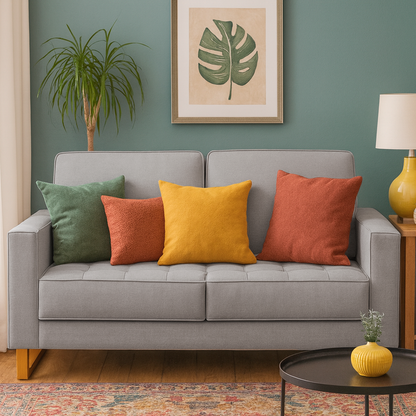 Sofá 2 Lugares Madrid 158 cm - Linho Texturizado Cinza c/ Natural