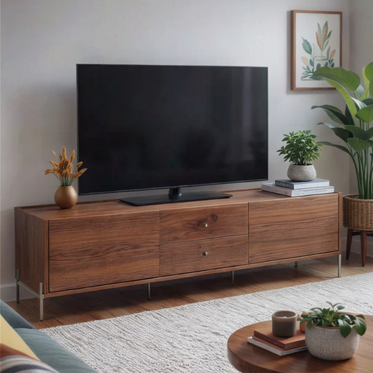 Rack para TV Até 75" 2 Gavetas 2 Portas Jasper 185 cm - Canella c/ Champanhe