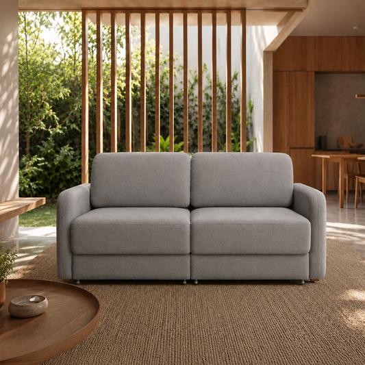 Sofá Cama Retrátil e Reclinável 3 Lugares Hudson 190 cm - Linho Texturizado Cinza