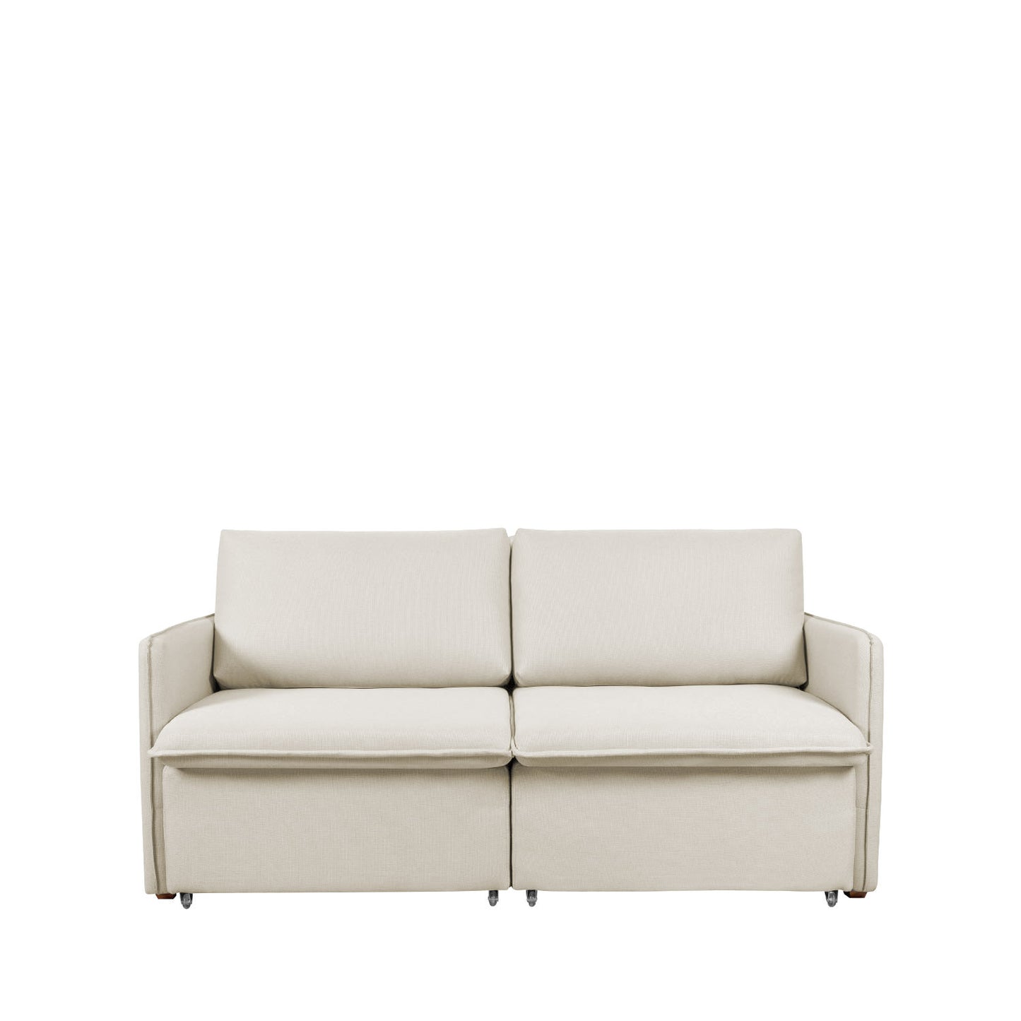 Sofá Cama Retrátil e Reclinável 3 Lugares Vancouver 196 cm - Linho Texturizado Off White