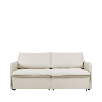 Sofá Cama Retrátil e Reclinável 4 Lugares Vancouver 256 cm - Linho Texturizado Off White