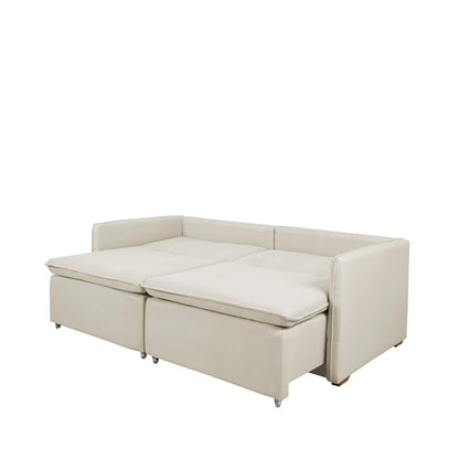 Conjunto Sala de Estar Completo Rack para TV até 75” Jasper - Sofá Cama 3 Lugares Vancouver - 2 Mesas Laterais Orb