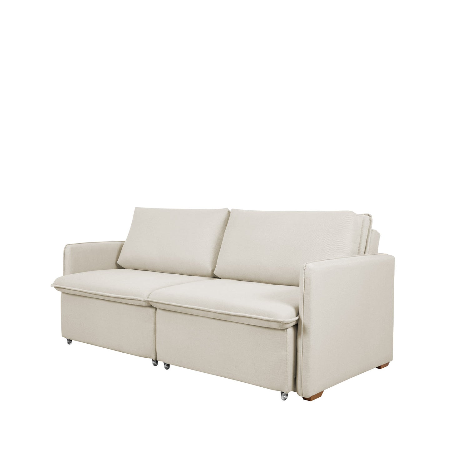 Sofá Cama Retrátil e Reclinável 3 Lugares Vancouver 196 cm - Linho Texturizado Off White