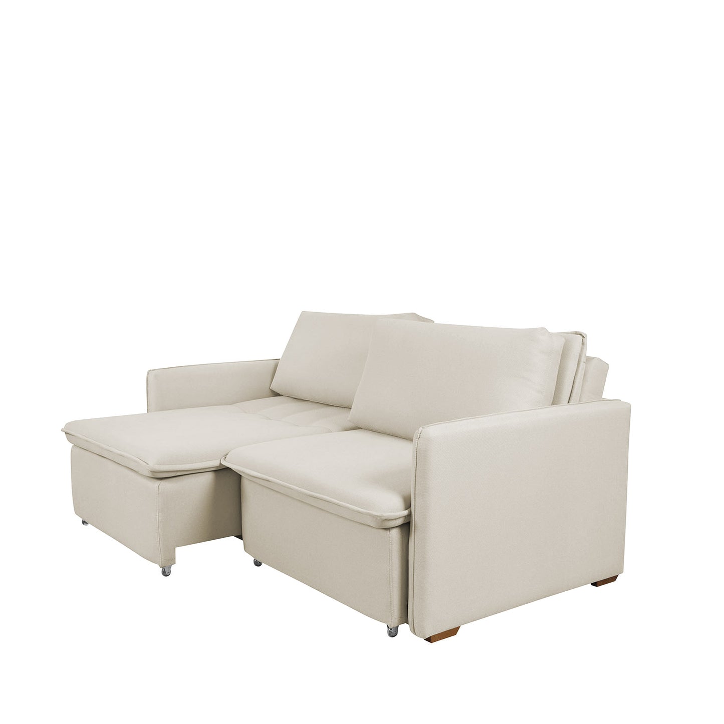 Sofá Cama Retrátil e Reclinável 3 Lugares Vancouver 196 cm - Linho Texturizado Off White