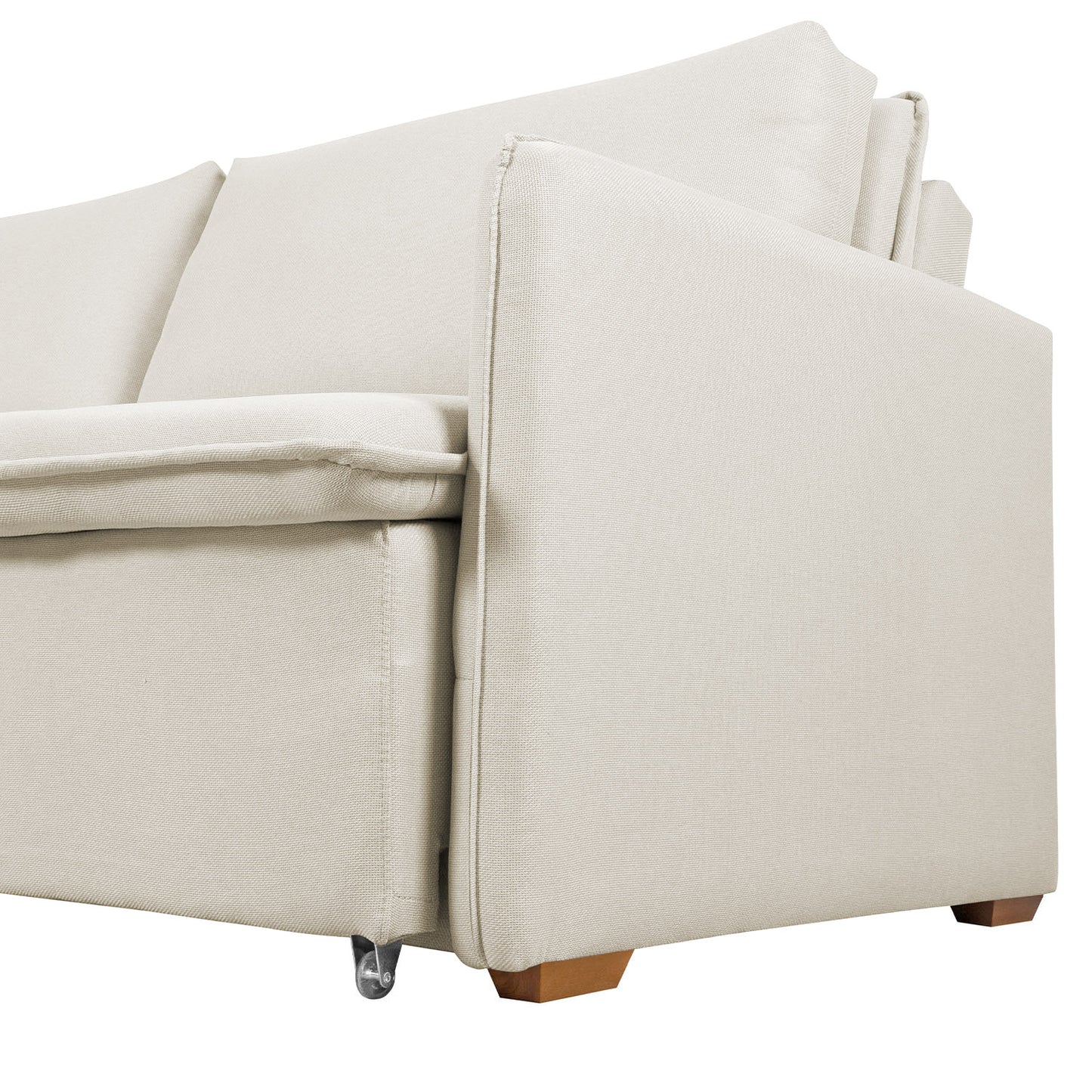 Sofá Cama Retrátil e Reclinável 4 Lugares Vancouver 256 cm - Linho Texturizado Off White