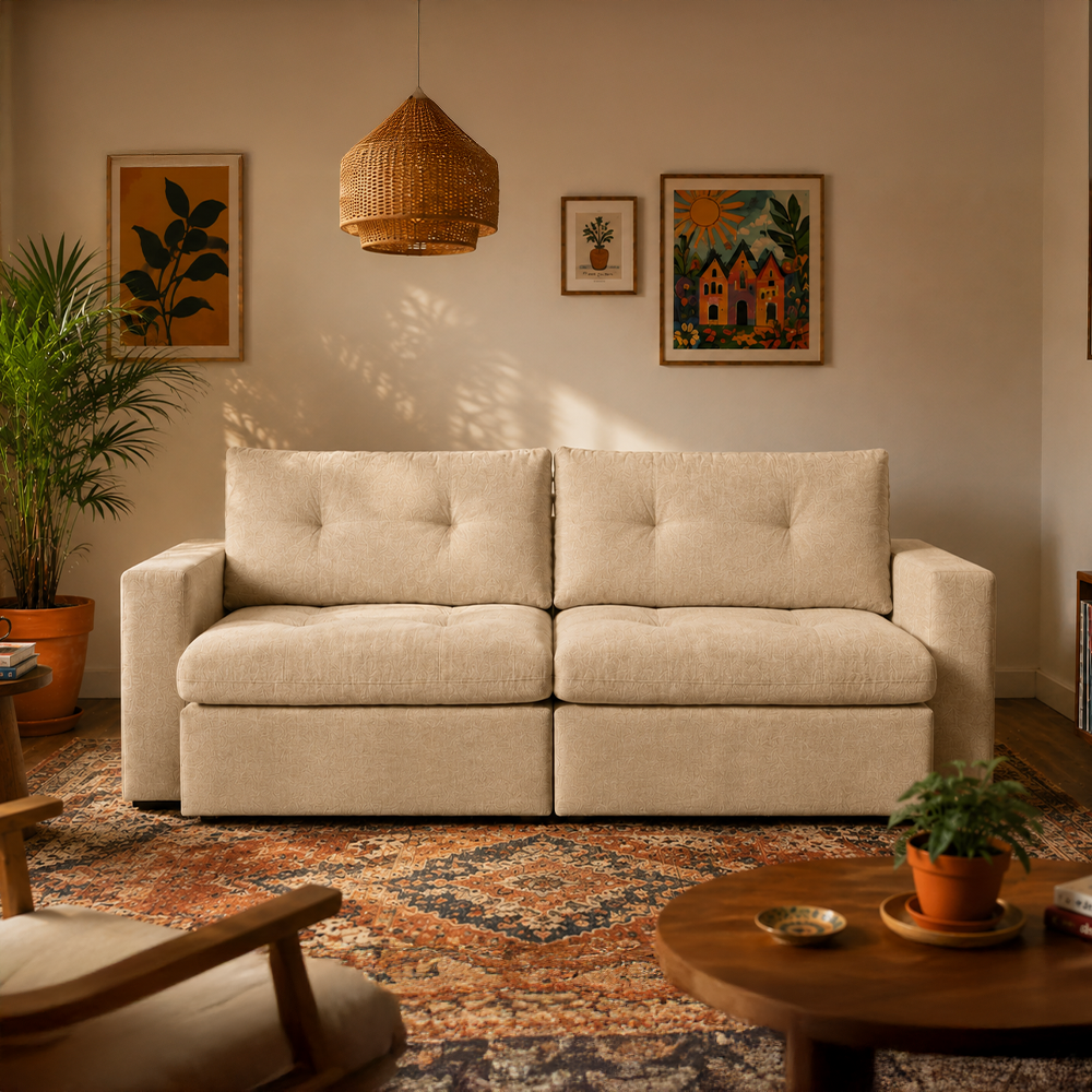 Sofá Retrátil e Reclinável 3 Lugares Allure 190 cm - Linho Texturizado Bege