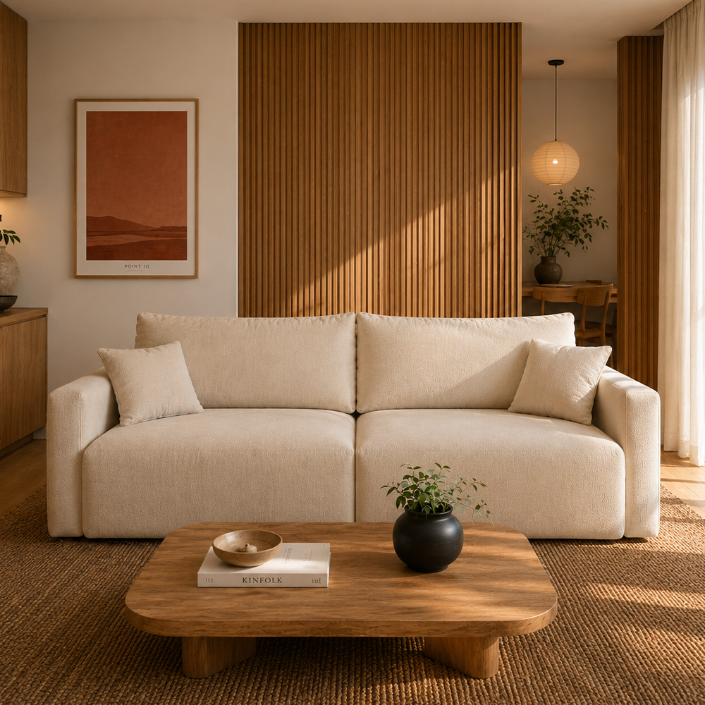 Sofá Retrátil e Reclinável 3 Lugares Toledo 210 cm - Linho Texturizado Bege
