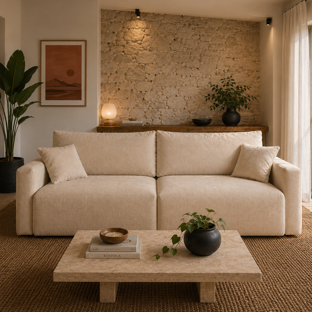 Sofá Retrátil e Reclinável 4 Lugares Toledo 230 cm - Linho Texturizado Bege