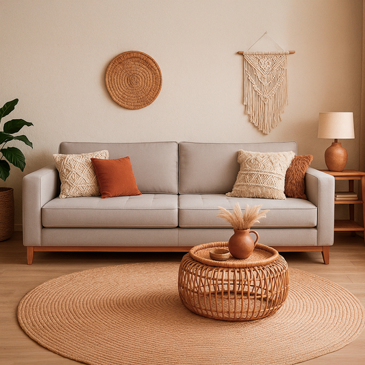 Sofá 4 Lugares Berlim 230 cm - Linho Texturizado Cinza c/ Natural