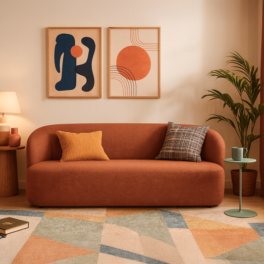 Sofá 3 Lugares Elle 170 cm - Linho Texturizado Terracota