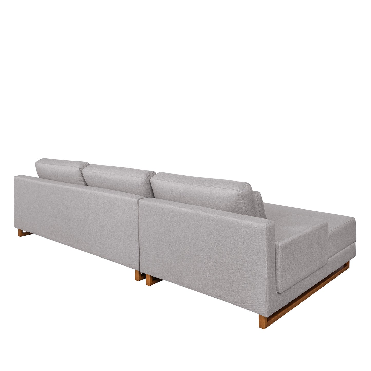 Sofá 6 Lugares com Chaise Lado Esquerdo Mônaco 330 cm - Linho Texturizado Cinza c/ Natural