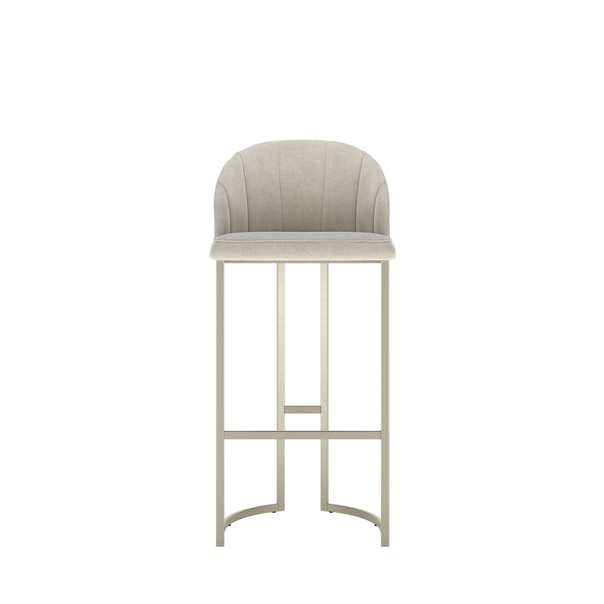 Homedock Banqueta Alta de Aço Estofada com Braços Beverly - Champanhe c/ Soft Palha Móveis Província