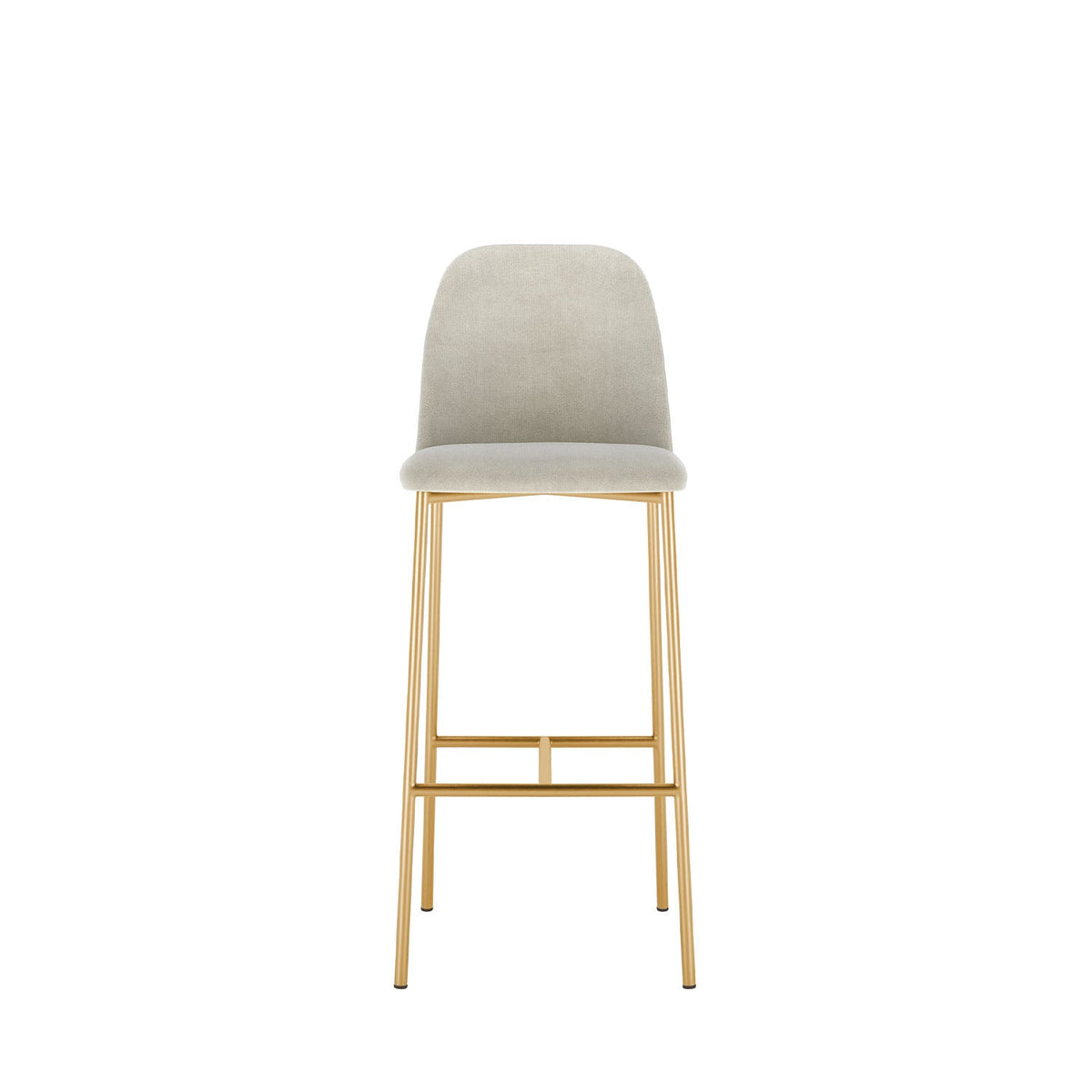 Homedock Banqueta Alta de Aço Estofada Lucille - Dourado c/ Soft Palha Móveis Província
