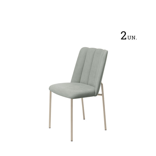 Homedock Conjunto de 2 Cadeiras Elis - Champanhe c/ Soft Sálvia Móveis Província