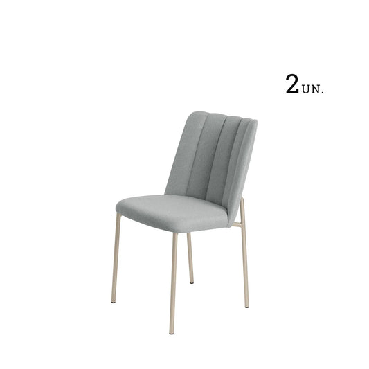 Homedock Conjunto de 2 Cadeiras Elis - Champanhe c/ Stone Carbono Móveis Província