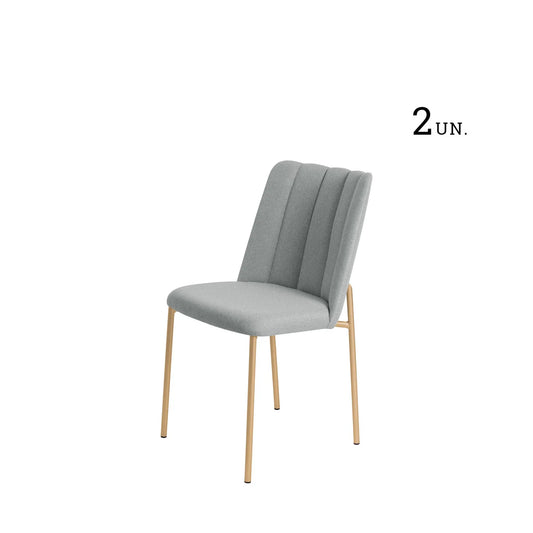 Homedock Conjunto de 2 Cadeiras Elis - Dourado c/ Stone Carbono Móveis Província