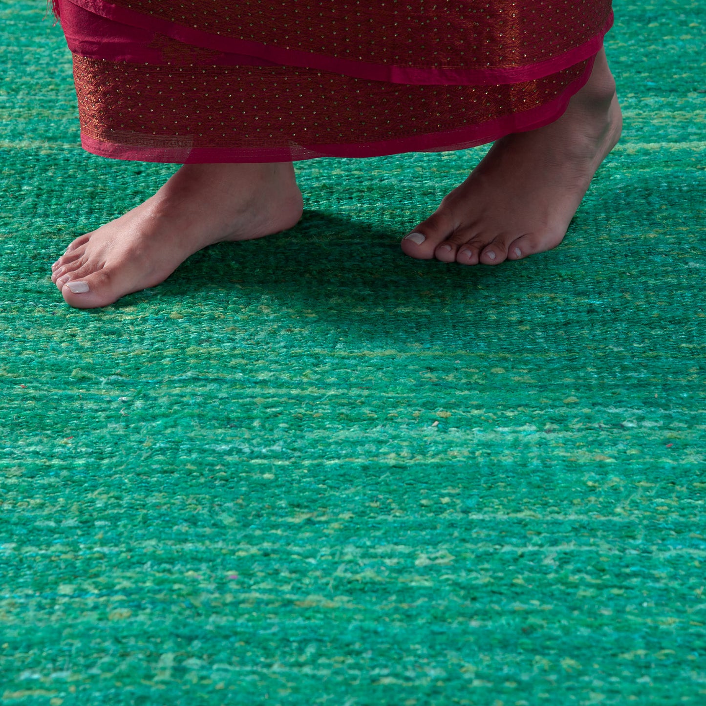 Tapete Artesanal Indiano para Sala e Quarto Shakti 300 x 400 cm - Sari Verde