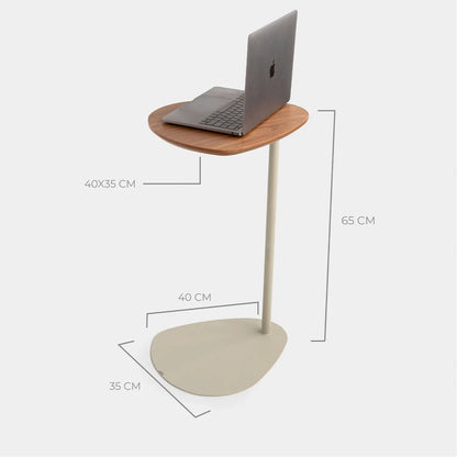 Homedock Mesa Lateral Orgânica em Aço Asterin 65 cm - Natural c/ Taupe Linee