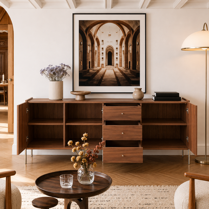Buffet 3 Portas 3 Gavetas Jasper 184 cm - Canella c/ Champanhe