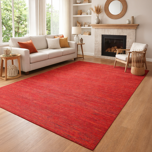 Tapete Artesanal Indiano para Sala e Quarto Shakti 300 x 400 cm - Sari Vermelho